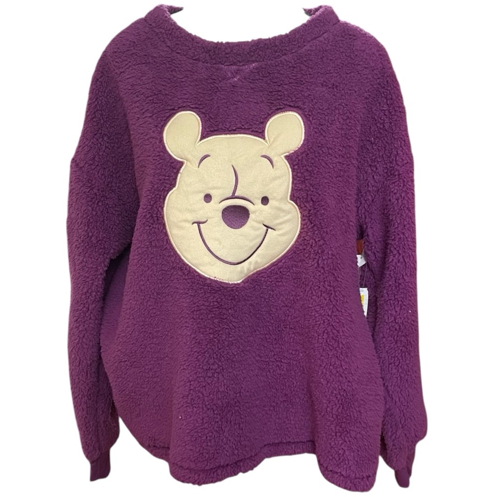 Disney‎ Winnie the Pooh Plush Fleece Pajama Sweatshirt Purple Cozy Lounge Top - Picture 2 of 6
